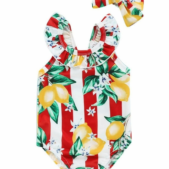 Girls swimsuit with matching headband - Picture 2 of 7